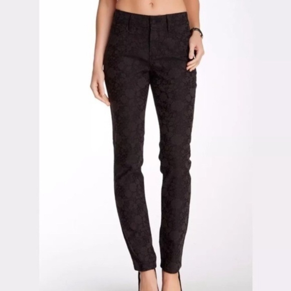 NYDJ Black Jacquard Coated Skinny Jeans Slim 27 4